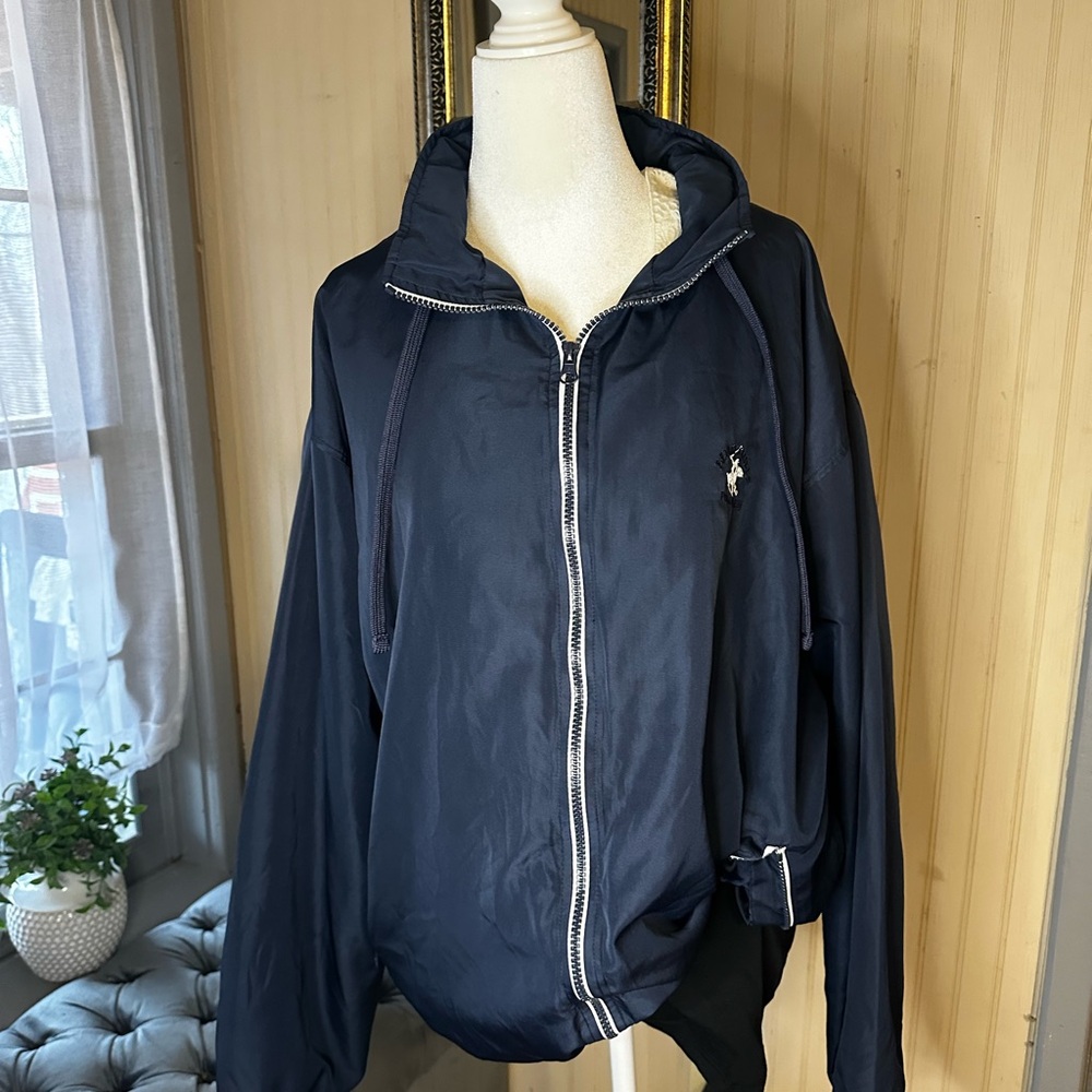 Beverly Hills Polo Club Mens XL Navy Windbreaker Jacket Full Zip Lightweight